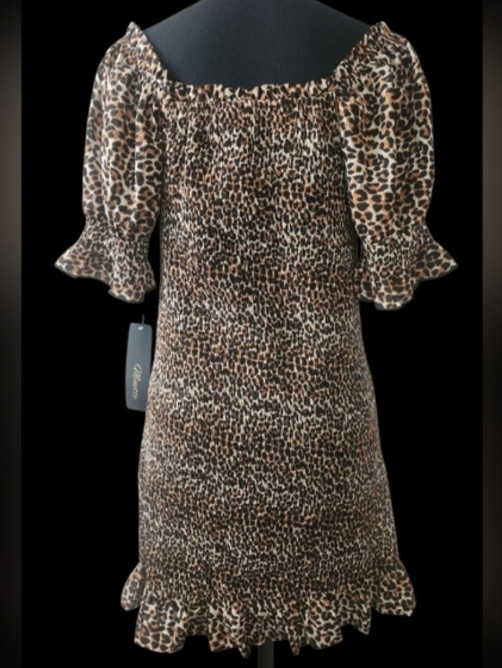 Leopard Print Puff Sleeves Dress NWT - Picture 6 of 11